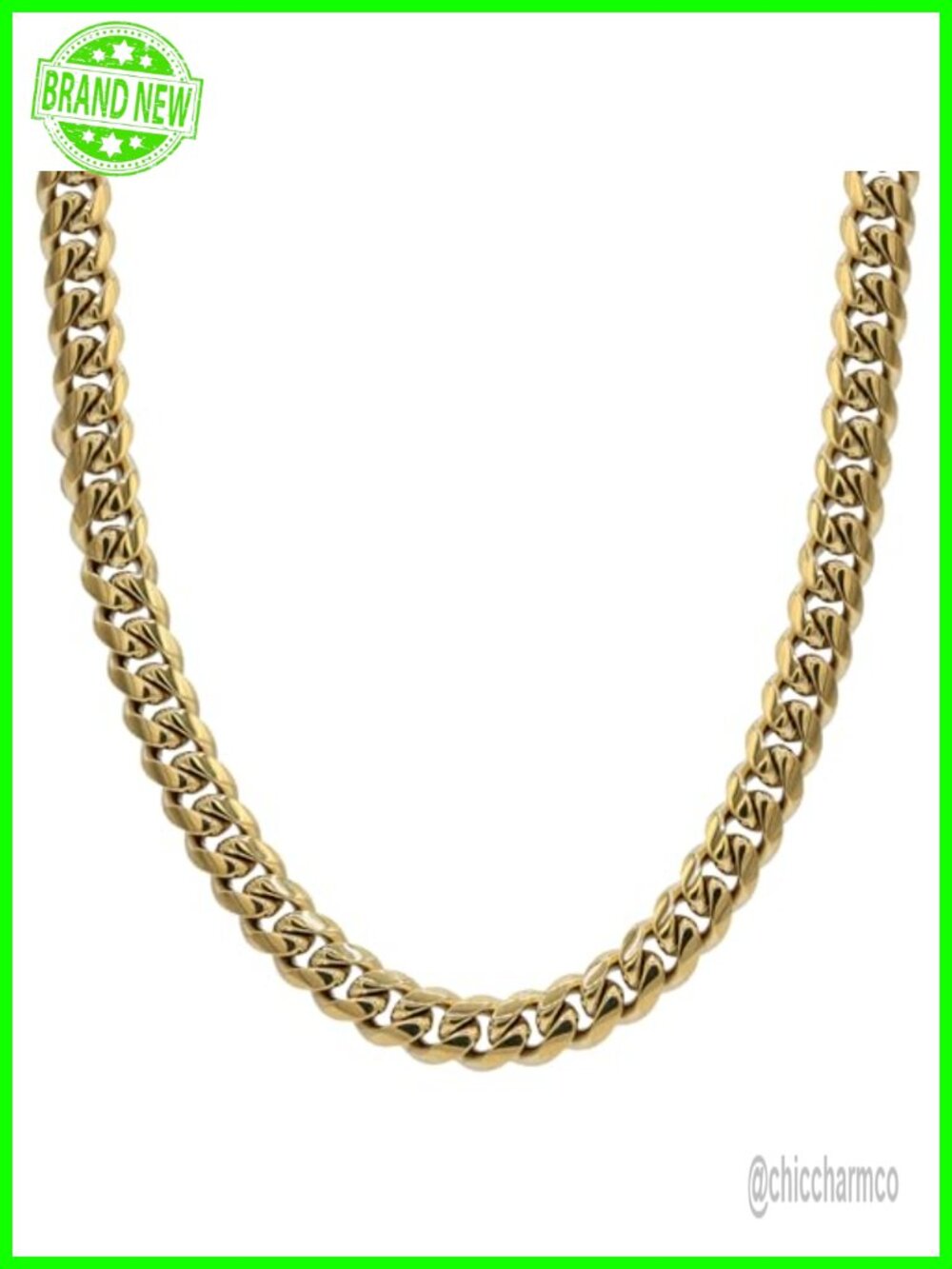 GLD Cuban Link Chain Necklace 26 Inch Gold Plated 12MM Lobster Clasp